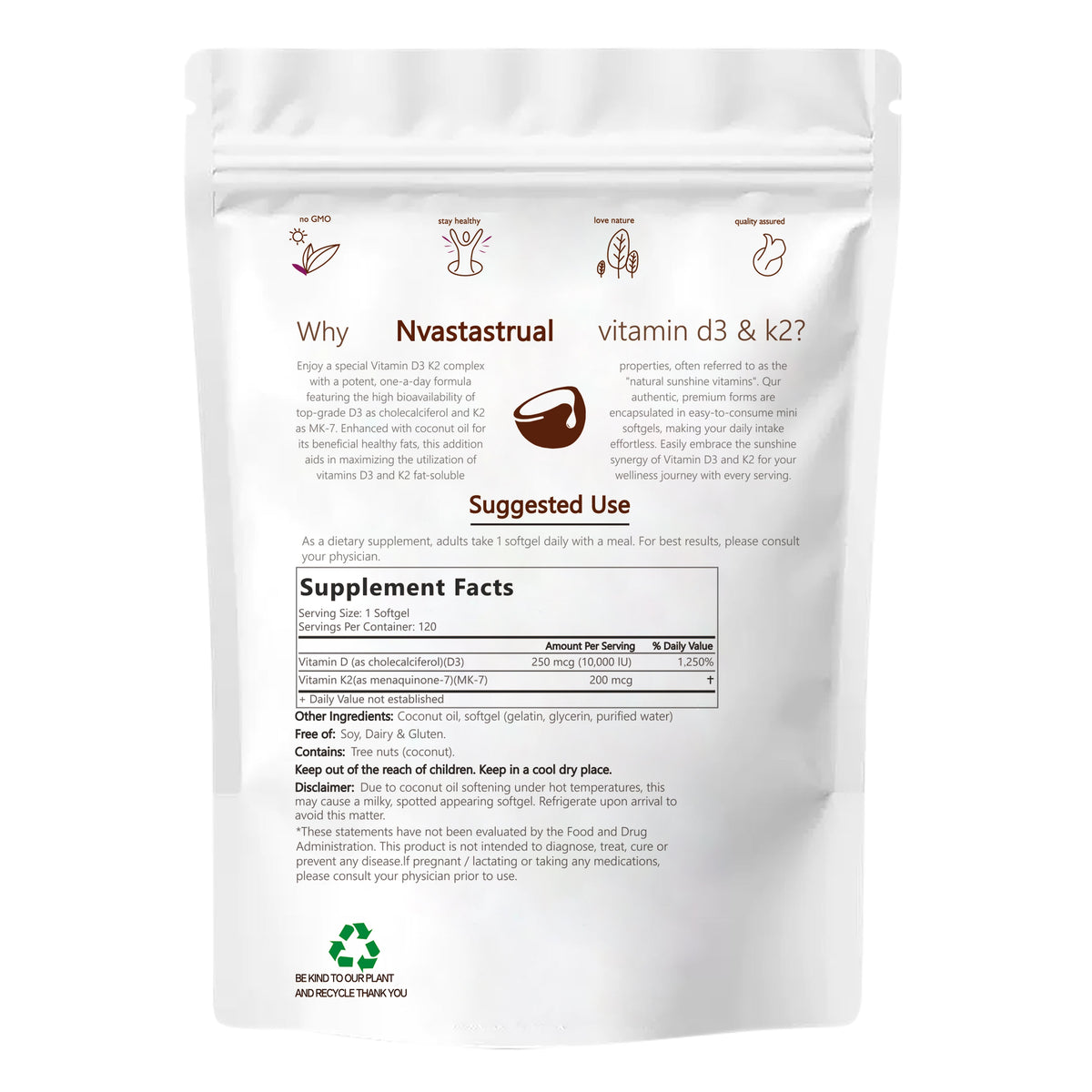 Vitamin D3 K2 Supplement Softgels - Renee Lane Company