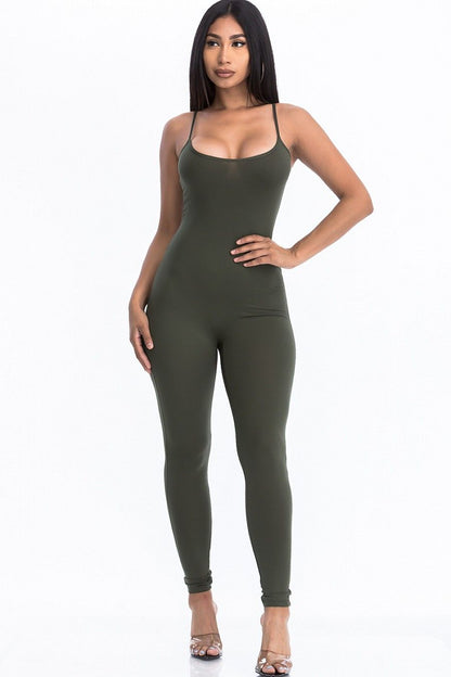 WARM OPEN BACK BODYCON JUMPSUIT - Renee Lane Company