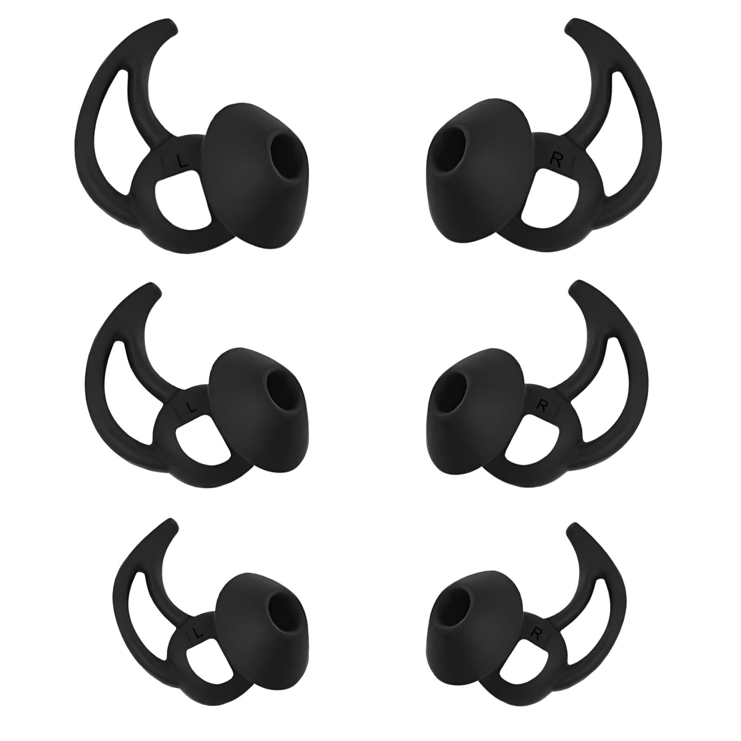 WKYMY Earbud Replacement Tips Silicone Earbud Tips Earbud Caps Compatible with Bose Quietcomfort and Sport Headphone Ear Tips Earbud Rubber Tips 3 Pairs S M L Black - Renee Lane Company
