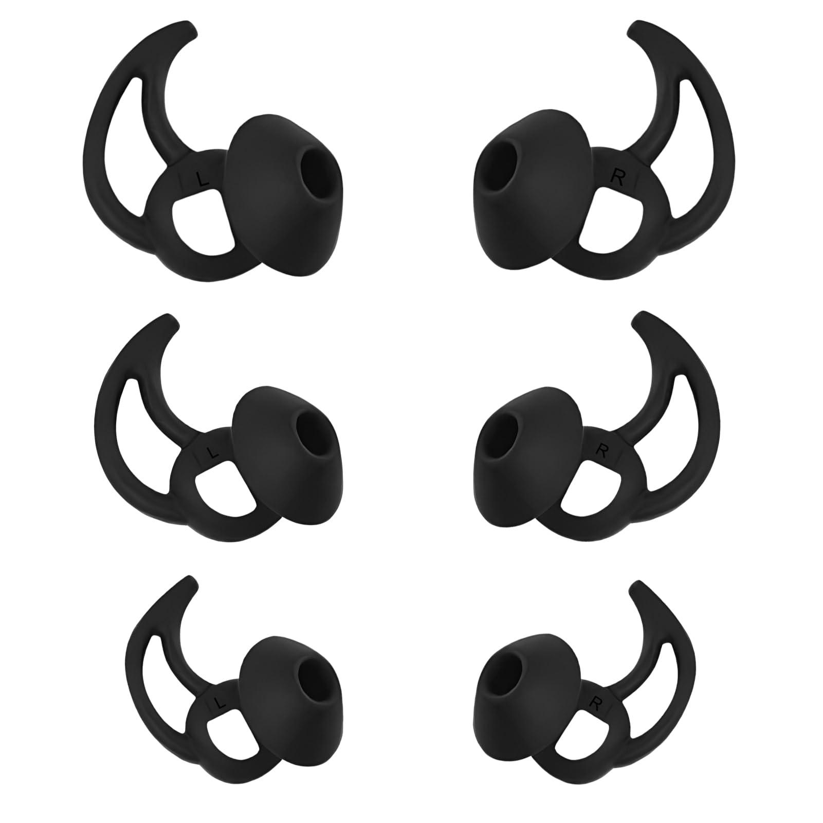 WKYMY Earbud Replacement Tips Silicone Earbud Tips Earbud Caps Compatible with Bose Quietcomfort and Sport Headphone Ear Tips Earbud Rubber Tips 3 Pairs S M L Black - Renee Lane Company