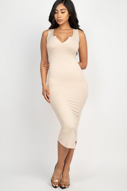 WOMEN SPLIT NECK TANK DRESS - Renee Lane Company