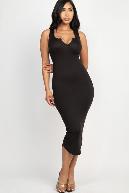 WOMEN SPLIT NECK TANK DRESS - Renee Lane Company