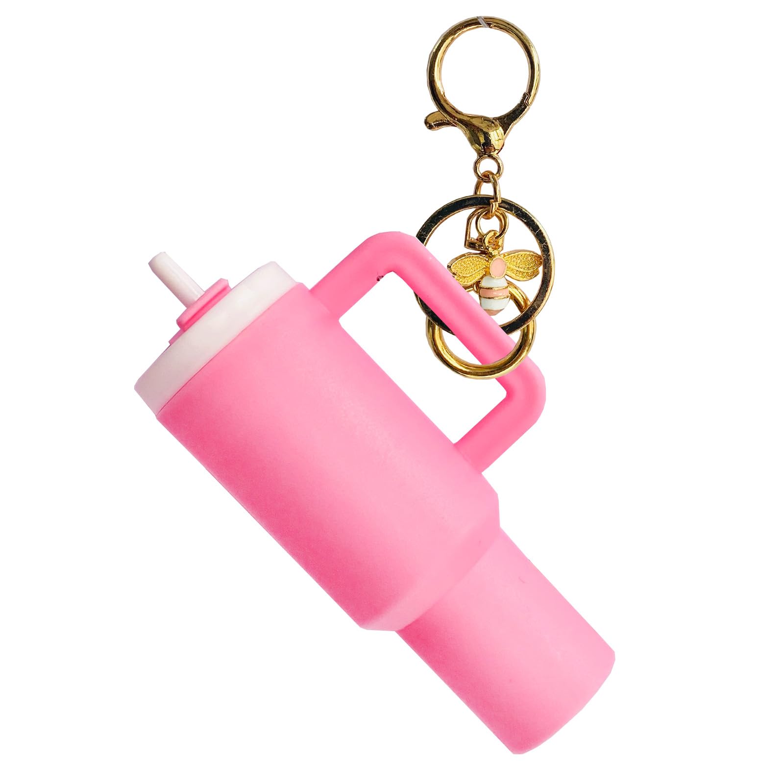 WYJ Mini Stanley Cup Keychain Mini Tumbler Keychain Chapstick Holder Tiny Stanley Keychain Tumbler Cup Lip Balm Holder Keychains For Women Pink Stanley Cup Accessories - Renee Lane Company