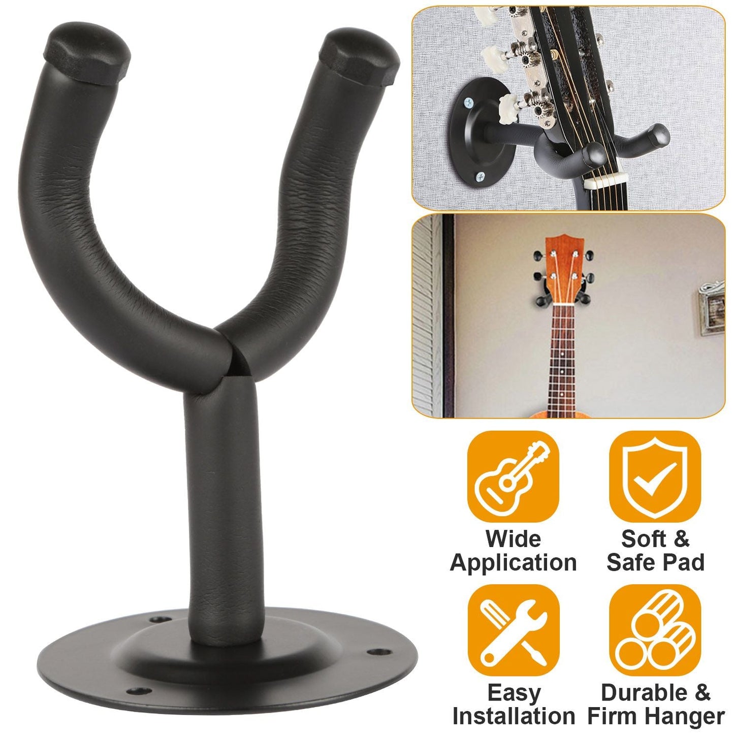 Wall Mount Guitar Hanger Padded Steel Guitar Bracket Holder Hook Rack - Renee Lane Company