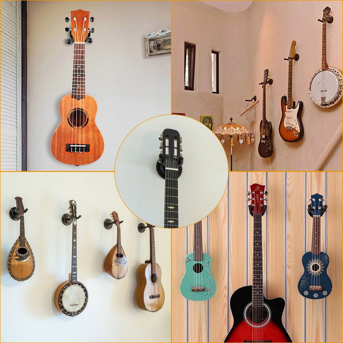 Wall Mount Guitar Hanger Padded Steel Guitar Bracket Holder Hook Rack - Renee Lane Company