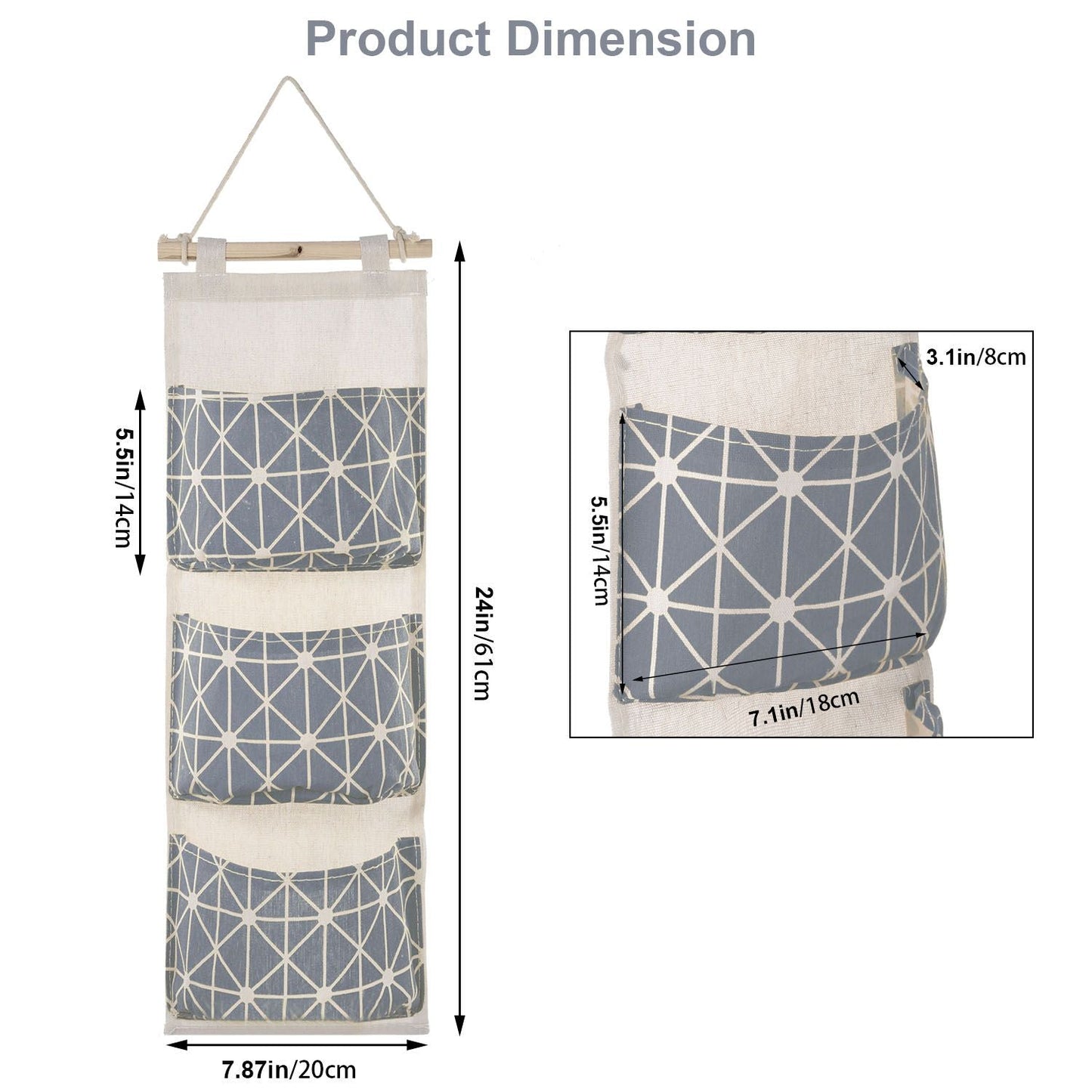 Wall Mounted Storage Bag Door Closet Hanging Storage Bag Organizer Waterproof 3 Pockets Pouch - Renee Lane Company