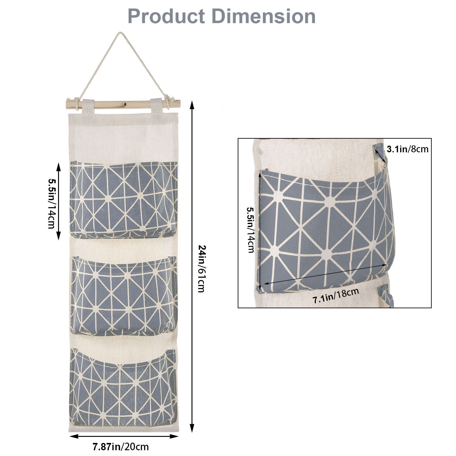 Wall Mounted Storage Bag Door Closet Hanging Storage Bag Organizer Waterproof 3 Pockets Pouch - Renee Lane Company