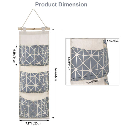 Wall Mounted Storage Bag Door Closet Hanging Storage Bag Organizer Waterproof 3 Pockets Pouch - Renee Lane Company