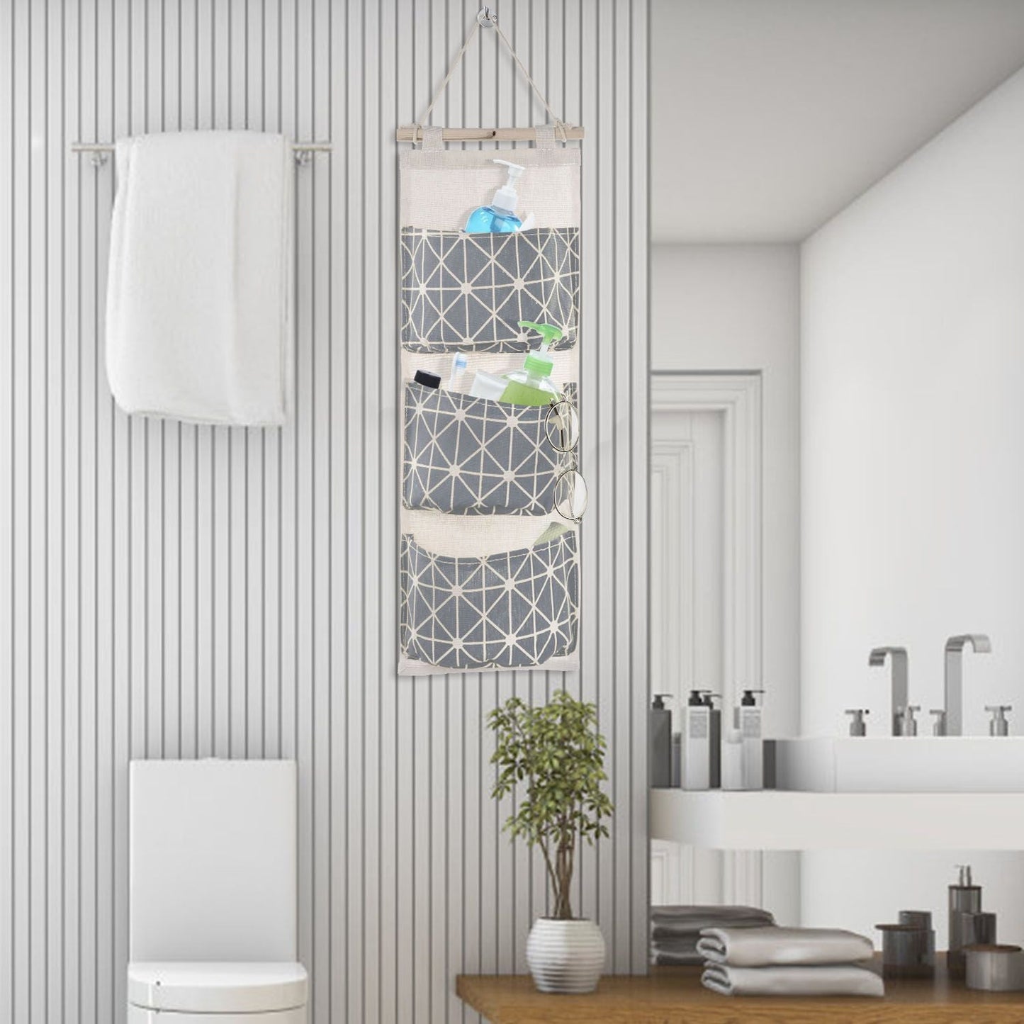 Wall Mounted Storage Bag Door Closet Hanging Storage Bag Organizer Waterproof 3 Pockets Pouch - Renee Lane Company