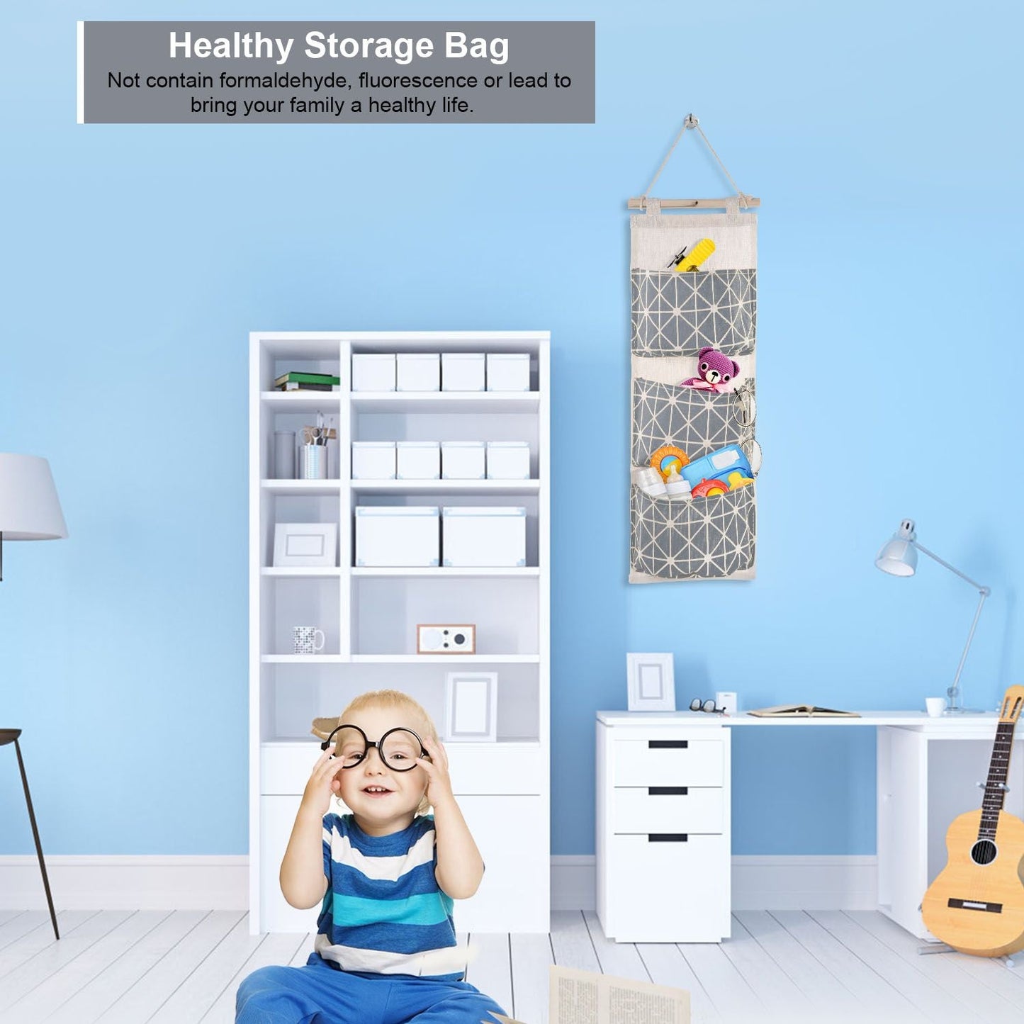 Wall Mounted Storage Bag Door Closet Hanging Storage Bag Organizer Waterproof 3 Pockets Pouch - Renee Lane Company