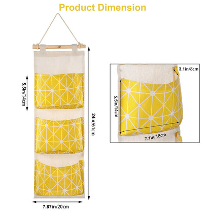 Wall Mounted Storage Bag Door Closet Hanging Storage Bag Organizer Waterproof 3 Pockets Pouch - Renee Lane Company
