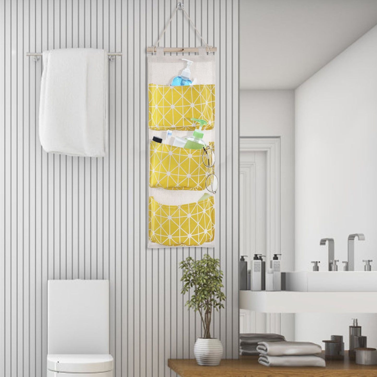 Wall Mounted Storage Bag Door Closet Hanging Storage Bag Organizer Waterproof 3 Pockets Pouch - Renee Lane Company