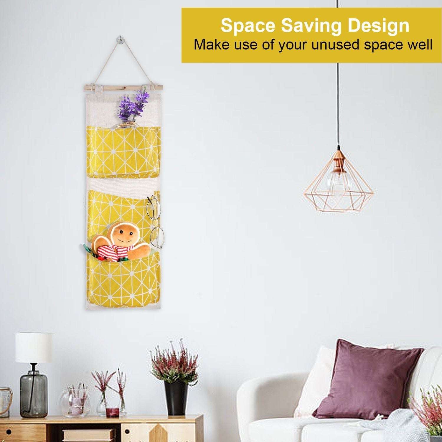 Wall Mounted Storage Bag Door Closet Hanging Storage Bag Organizer Waterproof 3 Pockets Pouch - Renee Lane Company