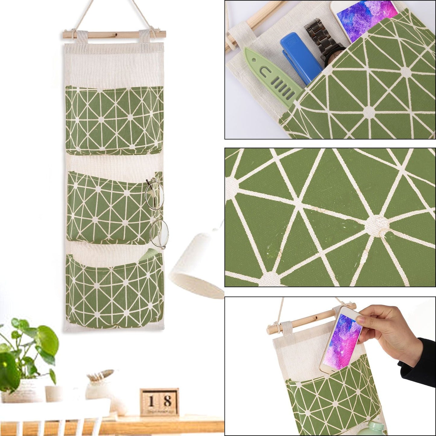 Wall Mounted Storage Bag Door Closet Hanging Storage Bag Organizer Waterproof 3 Pockets Pouch - Renee Lane Company