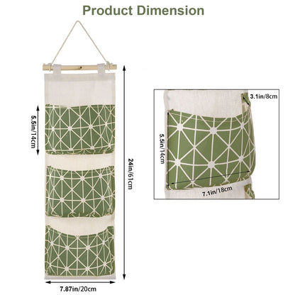 Wall Mounted Storage Bag Door Closet Hanging Storage Bag Organizer Waterproof 3 Pockets Pouch - Renee Lane Company