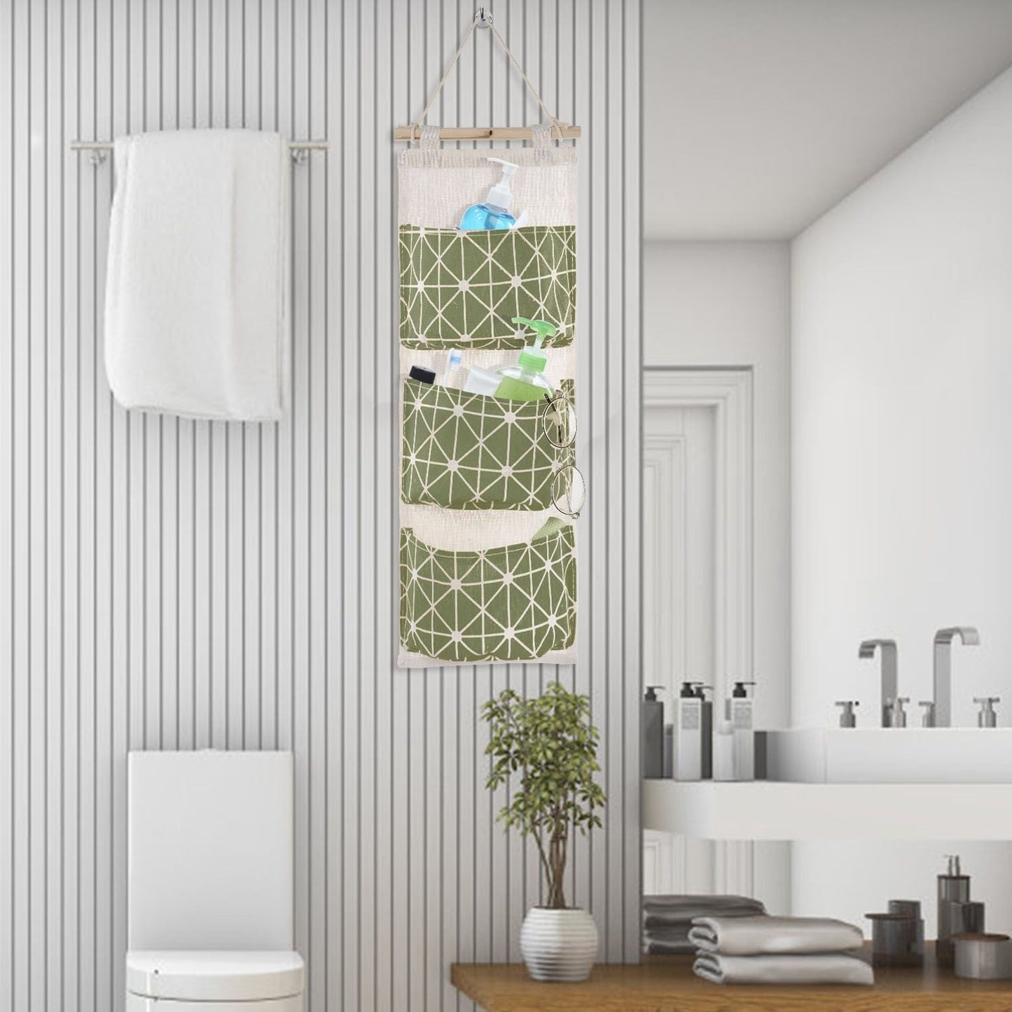 Wall Mounted Storage Bag Door Closet Hanging Storage Bag Organizer Waterproof 3 Pockets Pouch - Renee Lane Company