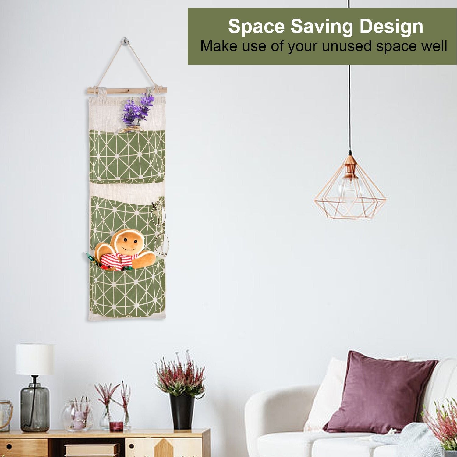 Wall Mounted Storage Bag Door Closet Hanging Storage Bag Organizer Waterproof 3 Pockets Pouch - Renee Lane Company