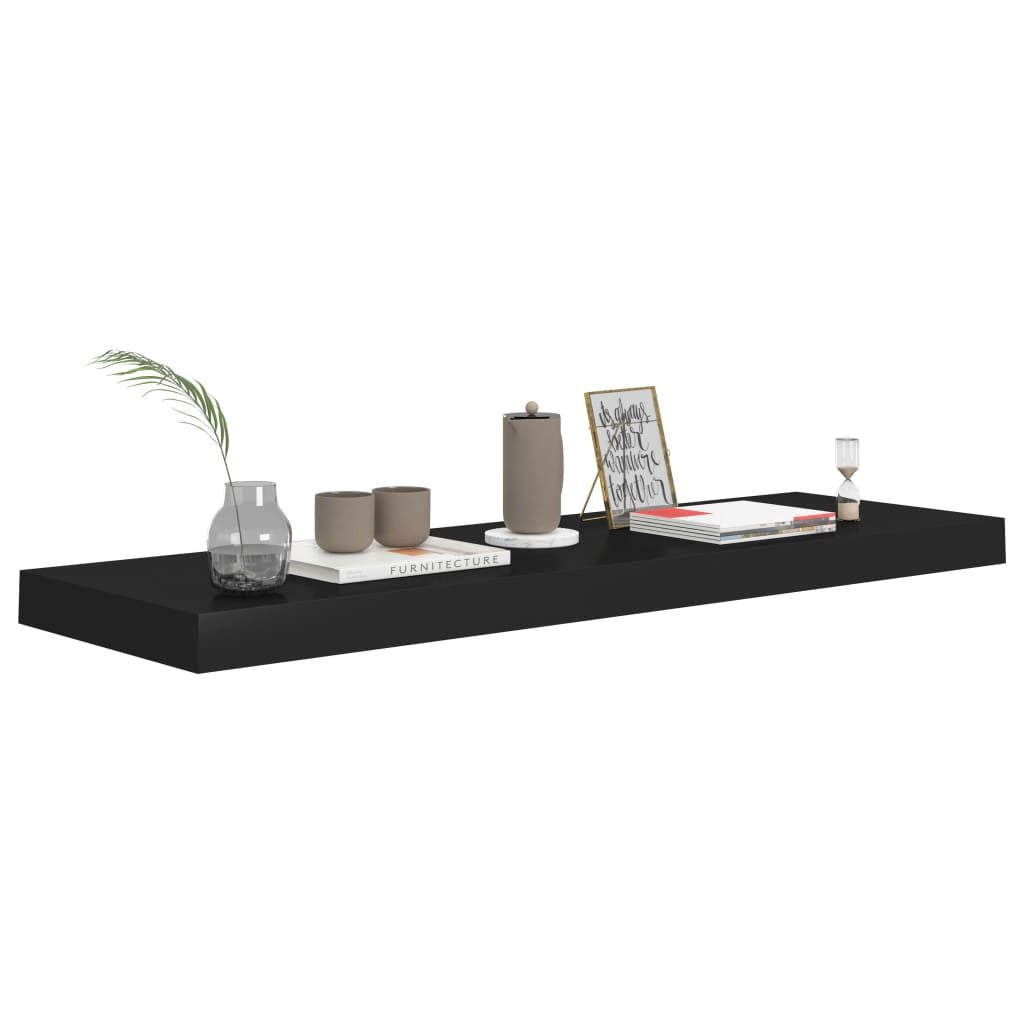 Wall Shelf Black Honeycomb MDF, metal frame 31.5 x 9.3 x 1.5 in - Renee Lane Company