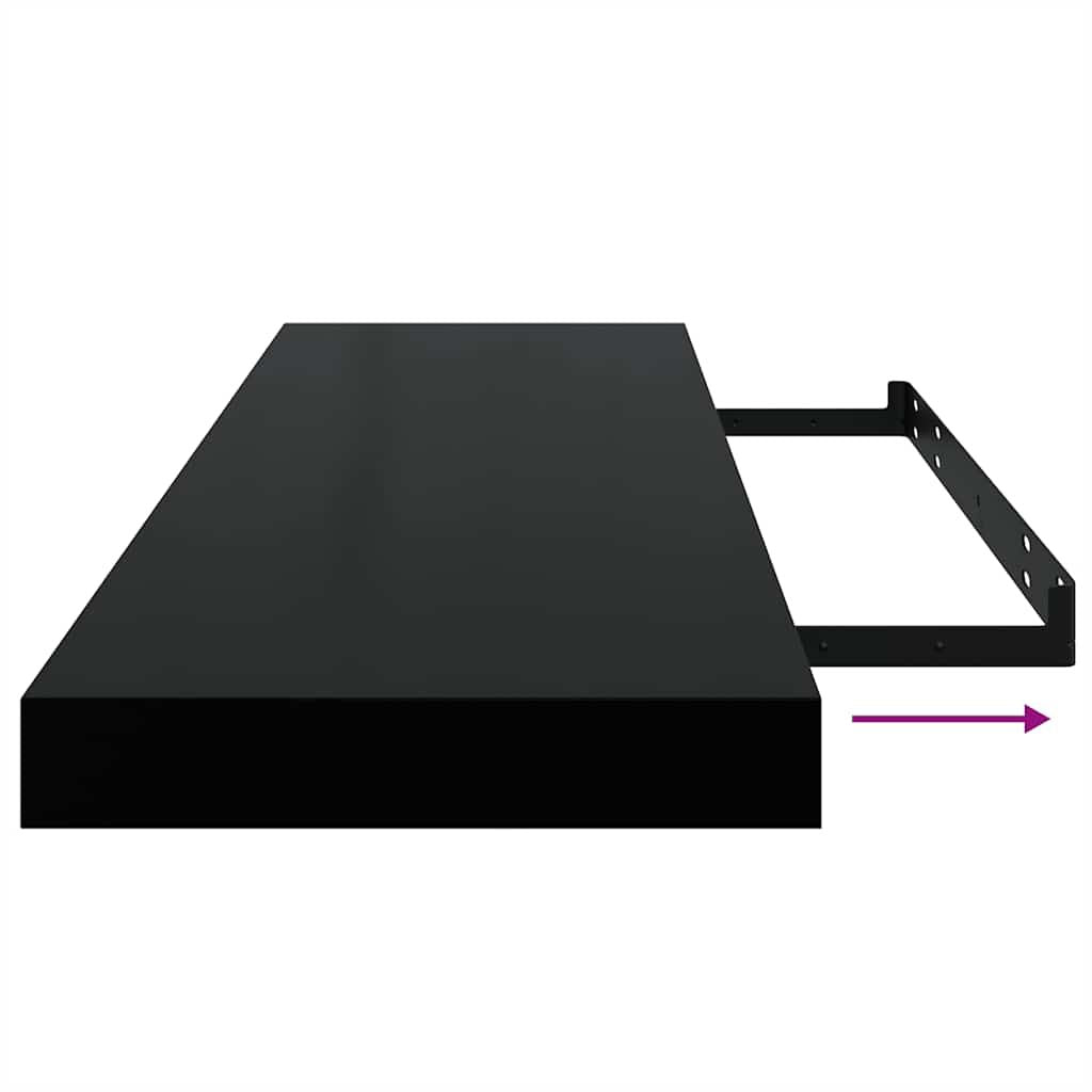 Wall Shelf Black Honeycomb MDF, metal frame 31.5 x 9.3 x 1.5 in - Renee Lane Company