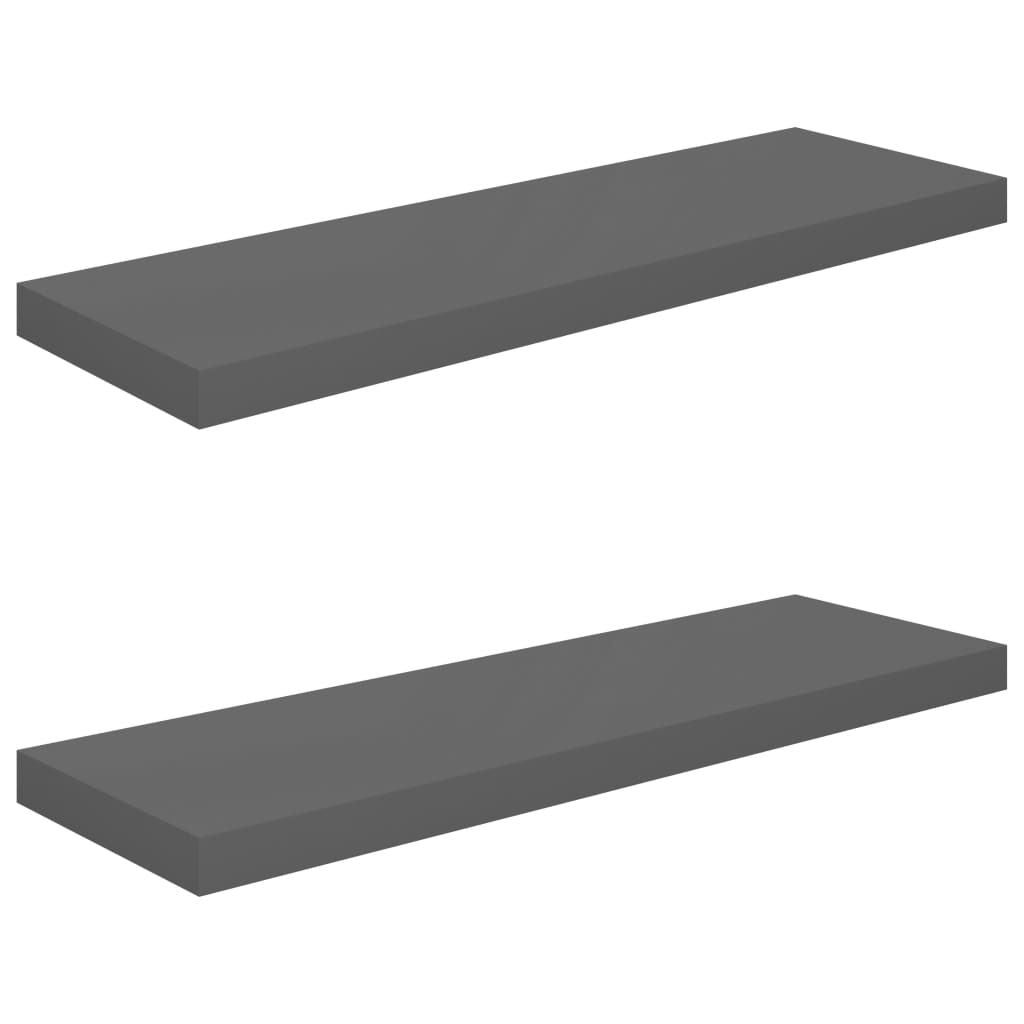 Wall Shelf Set of 2 High gloss grey Honeycomb MDF, metal frame - Renee Lane Company