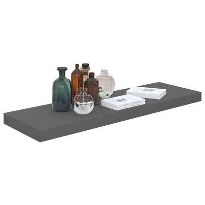 Wall Shelf Set of 2 High gloss grey Honeycomb MDF, metal frame - Renee Lane Company