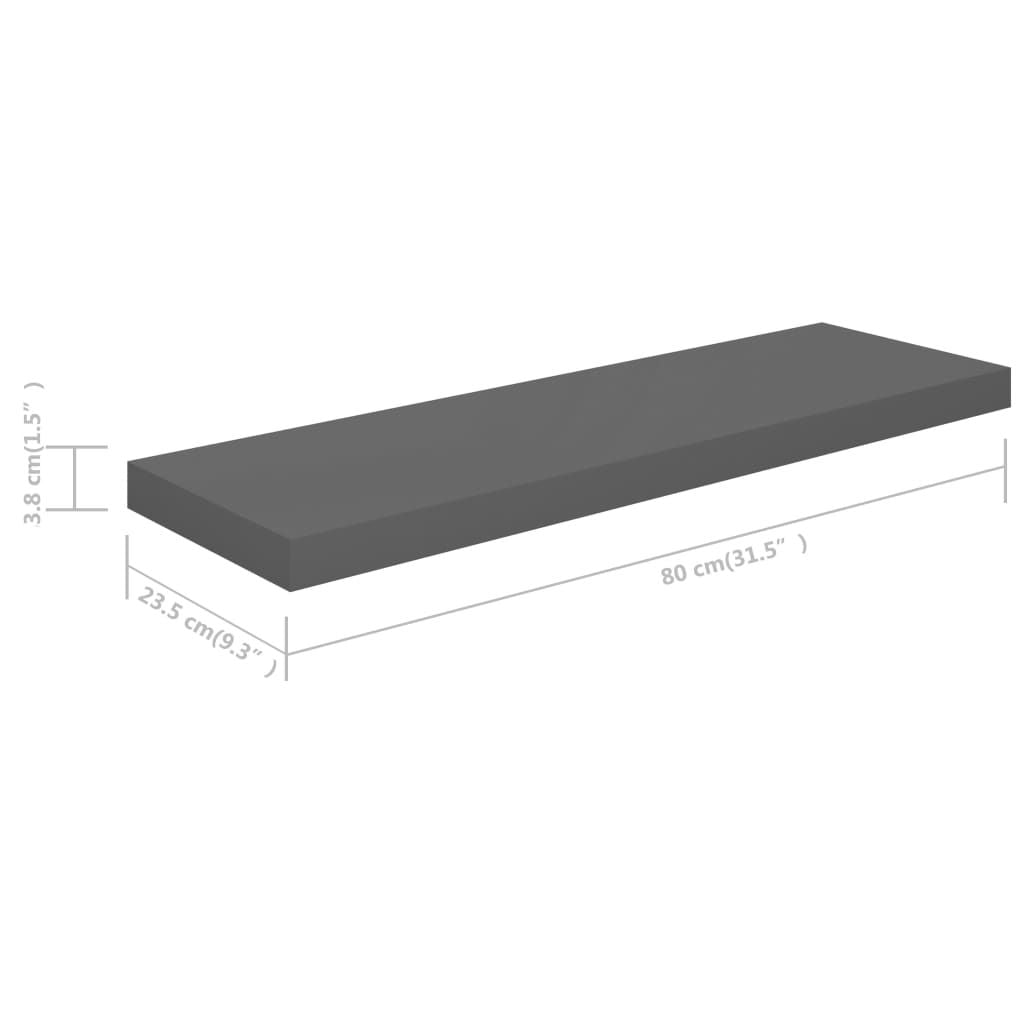 Wall Shelf Set of 2 High gloss grey Honeycomb MDF, metal frame - Renee Lane Company