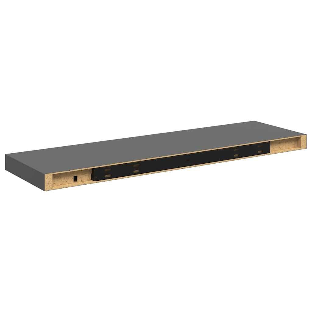 Wall Shelf Set of 2 High gloss grey Honeycomb MDF, metal frame - Renee Lane Company