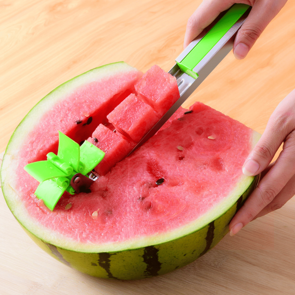 Watermelon Cutter Stainless Steel Windmill Design Cut Watermelon Kitchen Gadgets Salad Fruit Slicer Cutter Tool - Renee Lane Company
