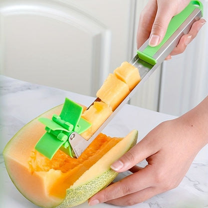 Watermelon Cutter Stainless Steel Windmill Design Cut Watermelon Kitchen Gadgets Salad Fruit Slicer Cutter Tool - Renee Lane Company