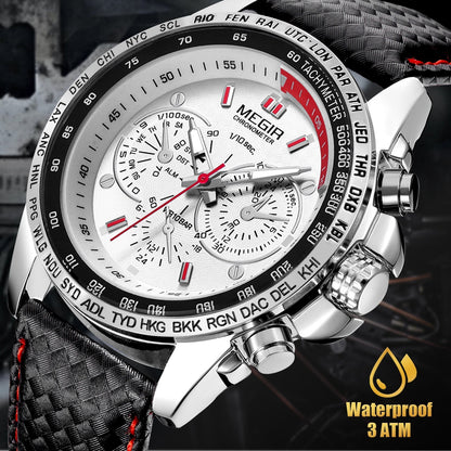 Waterproof Durable MEGIR Men's Stainless Steel Analog Sports Quartz Wrist Watch - Renee Lane Company