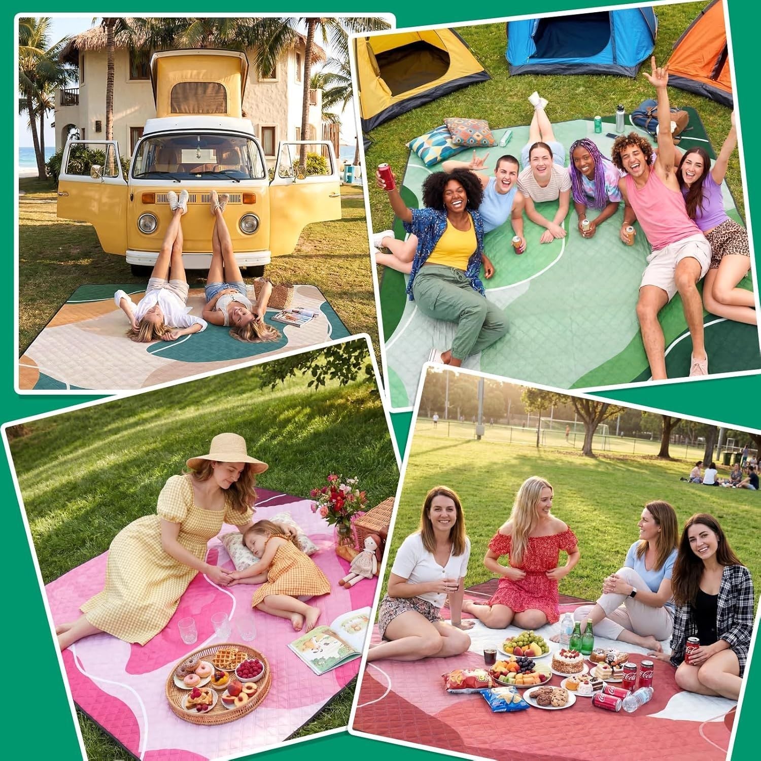 Waterproof Picnic Blanket Outdoor Camping Beach Mat Extra Large Foldable Car Essential Roadtrip Gadget Rv Accessories Glamping Tent Gear Must Haves Hiking Stuff Backpacking Necessities Gift - Renee Lane Company