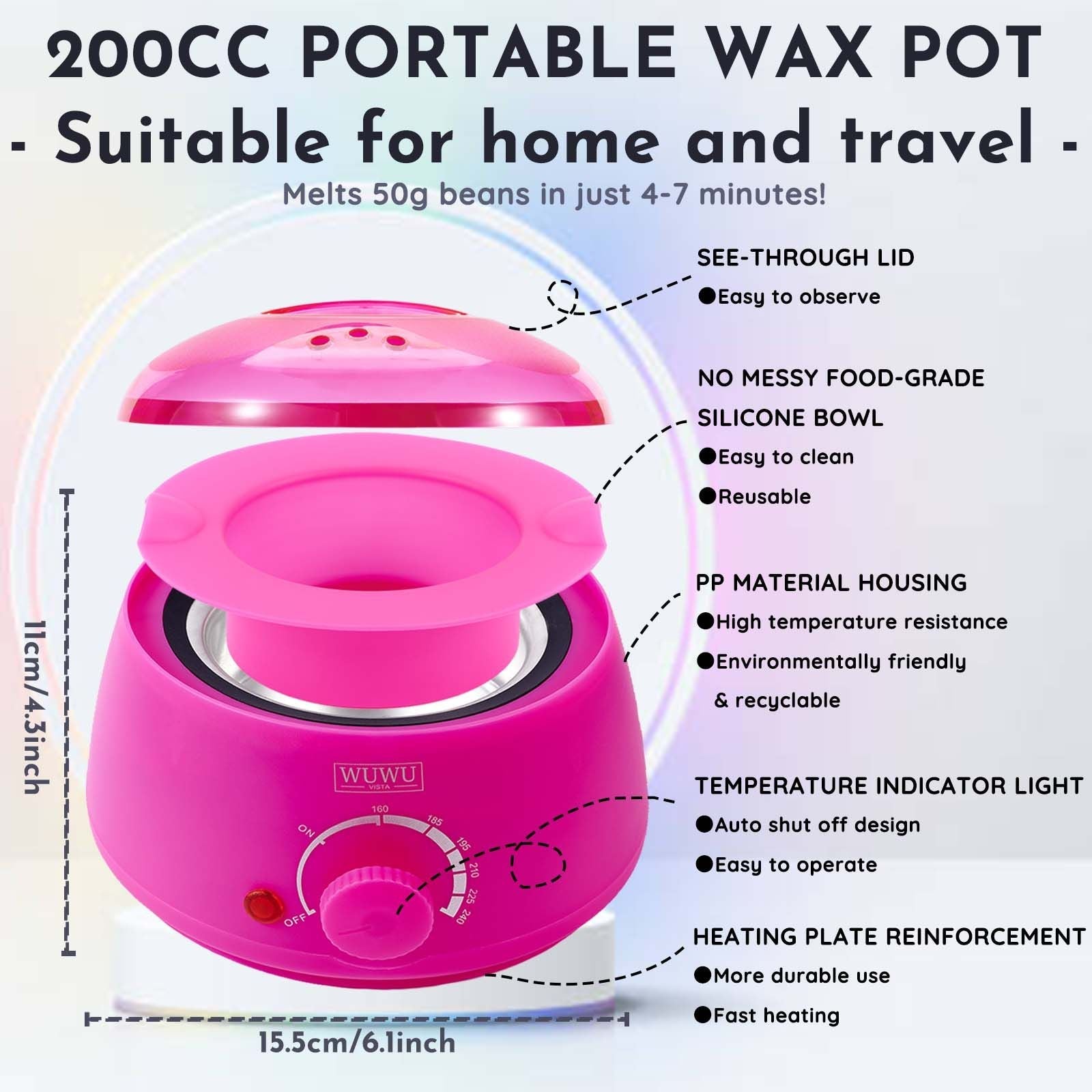 Waxing Kit 69 items - WUWUVISTA Hair Removal Hard Wax kit with Wax Warmer, Wax Beads for Face/Brazilian/Body/Sensitive Skin - Renee Lane Company