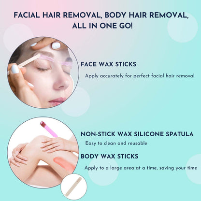 Waxing Kit 69 items - WUWUVISTA Hair Removal Hard Wax kit with Wax Warmer, Wax Beads for Face/Brazilian/Body/Sensitive Skin - Renee Lane Company