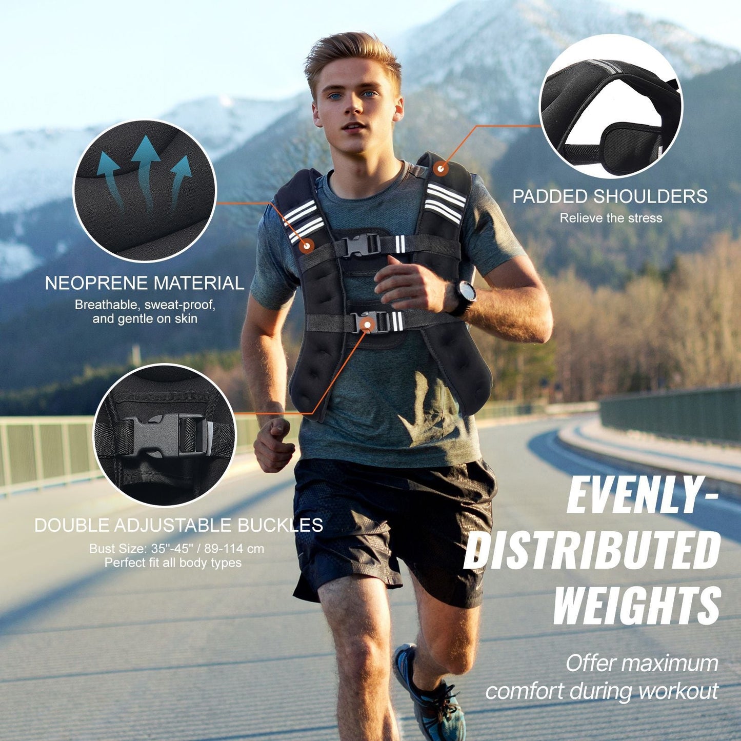 Weighted Vest, 12 lbs Weight Vest with Reflective Stripe, Adjustable Buckle Body Weight Vest for Men Women, Workout Equipment for Strength Training, Running, Jogging, Fitness, and Weight Loss - Renee Lane Company