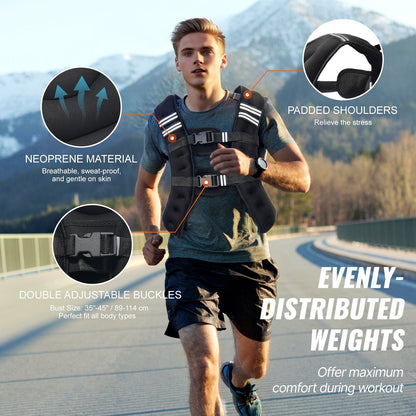 Weighted Vest, 12 lbs Weight Vest with Reflective Stripe, Adjustable Buckle Body Weight Vest for Men Women, Workout Equipment for Strength Training, Running, Jogging, Fitness, and Weight Loss - Renee Lane Company