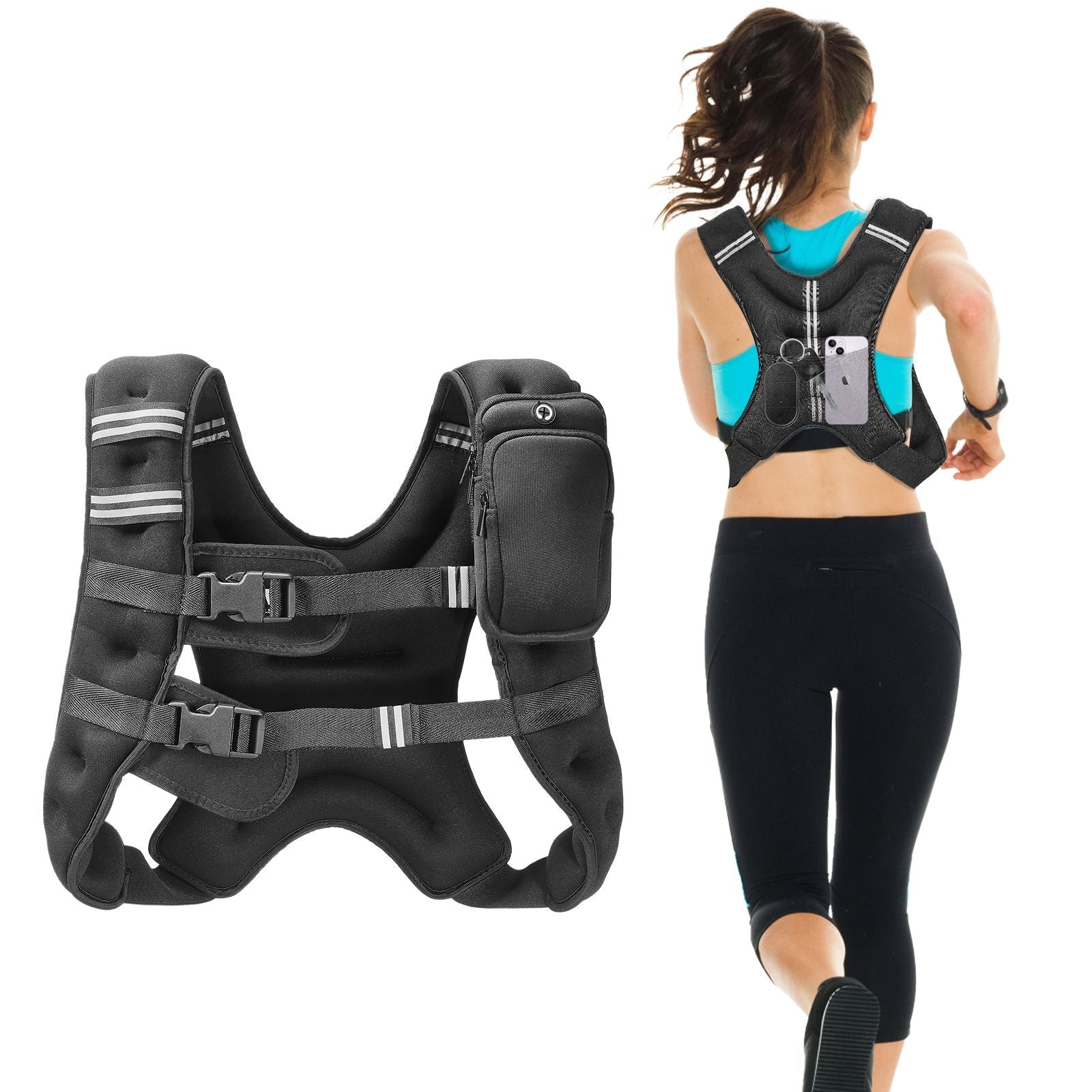 Weighted Vest, 16 lbs Weight Vest with Reflective Stripe, Adjustable Buckle Body Weight Vest for Men Women, Workout Equipment for Strength Training, Running, Jogging, Fitness, and Weight Loss - Renee Lane Company