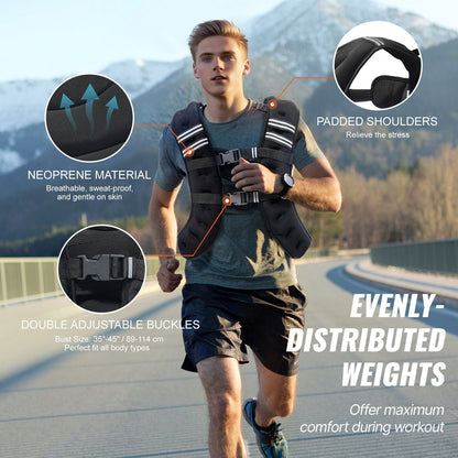 Weighted Vest, 30 lbs Weight Vest with Reflective Stripe, Adjustable Buckle Body Weight Vest for Men Women, Workout Equipment for Strength Training, Running, Jogging, Fitness, and Weight Loss - Renee Lane Company