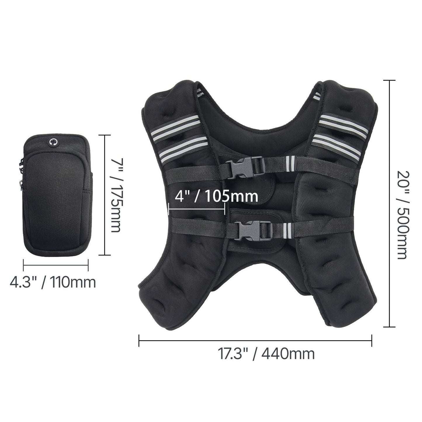 Weighted Vest, 30 lbs Weight Vest with Reflective Stripe, Adjustable Buckle Body Weight Vest for Men Women, Workout Equipment for Strength Training, Running, Jogging, Fitness, and Weight Loss - Renee Lane Company
