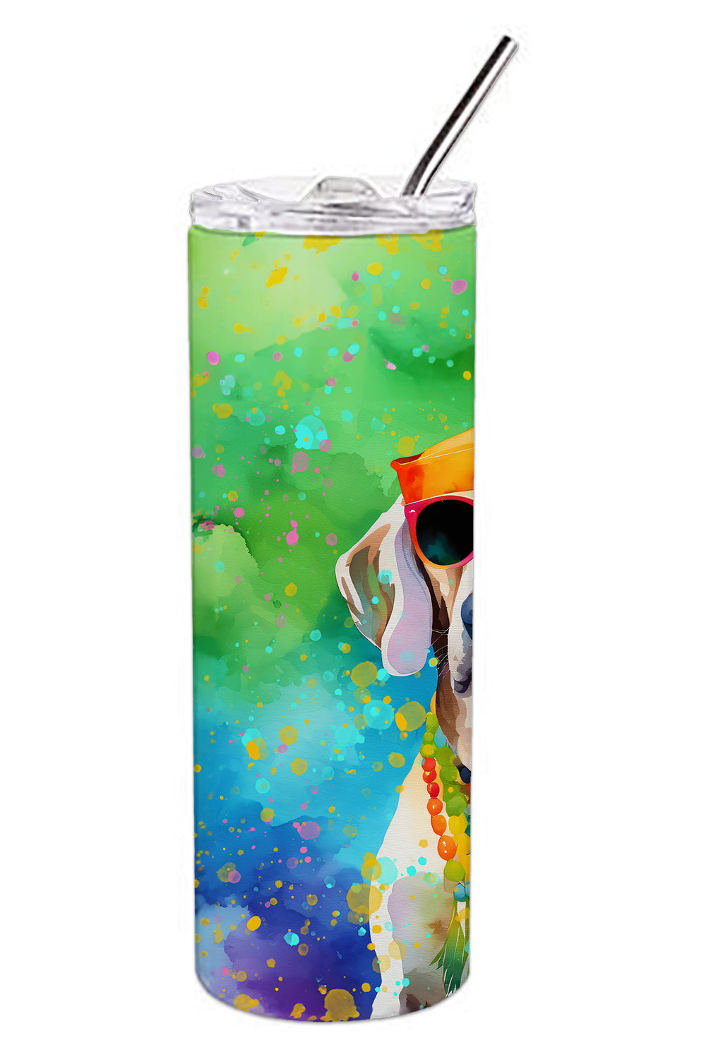 Weimaraner Hippie Dawg Stainless Steel Skinny Tumbler Vacuum Double Walled Reusable Insulated Tumbler Travel Cup for Coffee Cocktails Gift with Lid, 20 oz - Renee Lane Company
