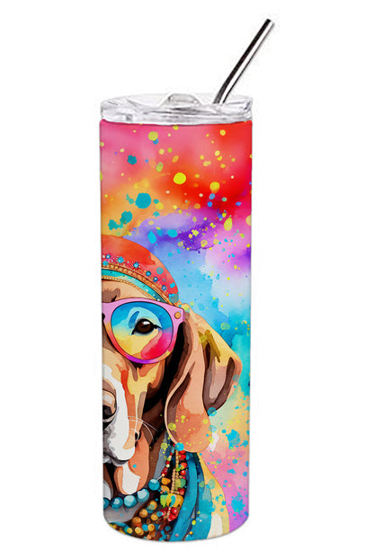 Weimaraner Hippie Dawg Stainless Steel Skinny Tumbler Vacuum Double Walled Reusable Insulated Tumbler Travel Cup for Coffee Cocktails Gift with Lid, 20 oz - Renee Lane Company