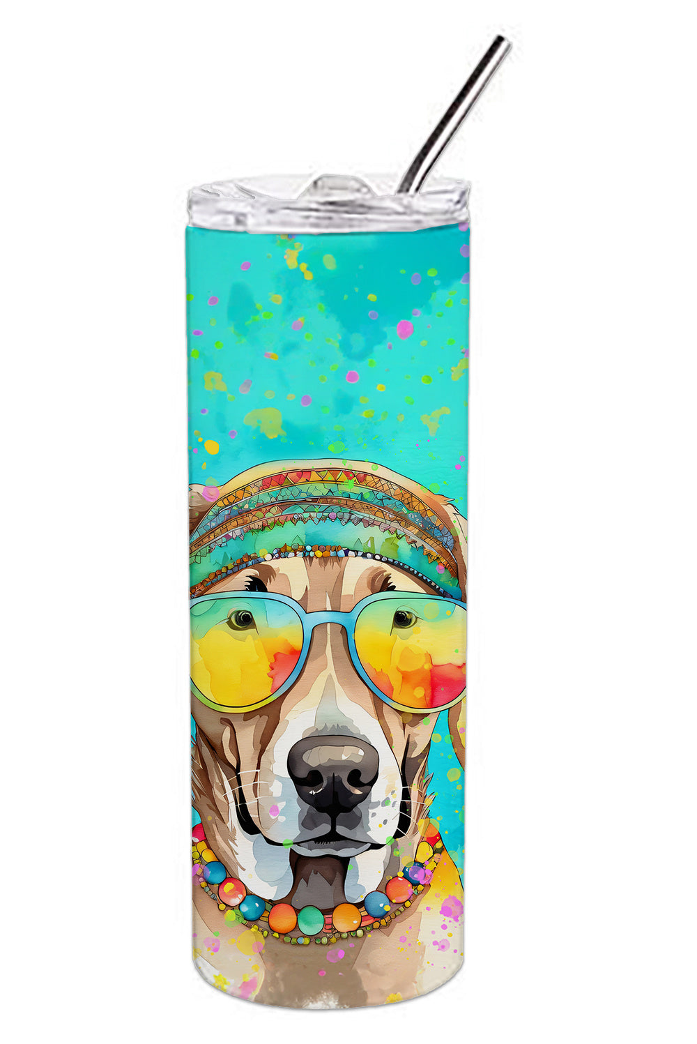 Weimaraner Hippie Dawg Stainless Steel Skinny Tumbler Vacuum Double Walled Reusable Insulated Tumbler Travel Cup for Coffee Cocktails Gift with Lid, 20 oz - Renee Lane Company