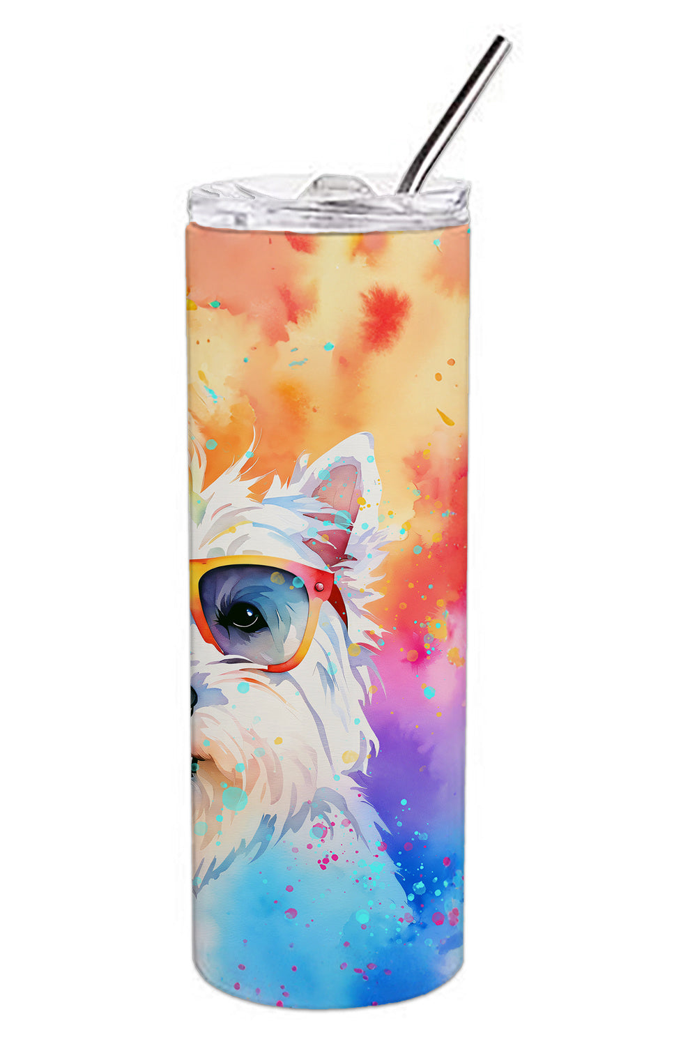 Westie Hippie Dawg Stainless Steel Skinny Tumbler Vacuum Double Walled Reusable Insulated Tumbler Travel Cup for Coffee Cocktails Gift with Lid, 20 oz - Renee Lane Company