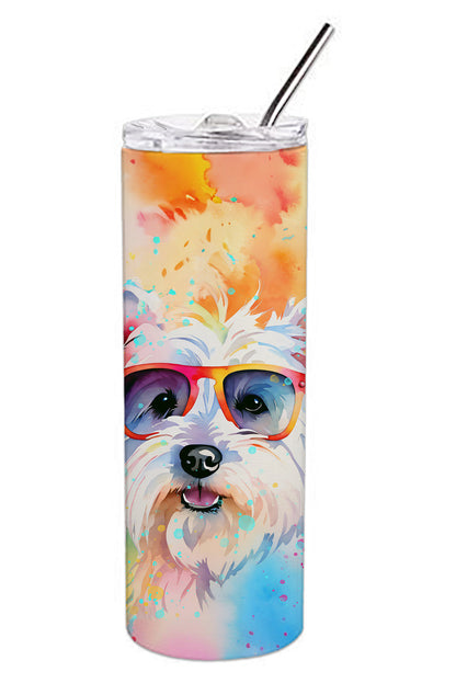 Westie Hippie Dawg Stainless Steel Skinny Tumbler Vacuum Double Walled Reusable Insulated Tumbler Travel Cup for Coffee Cocktails Gift with Lid, 20 oz - Renee Lane Company