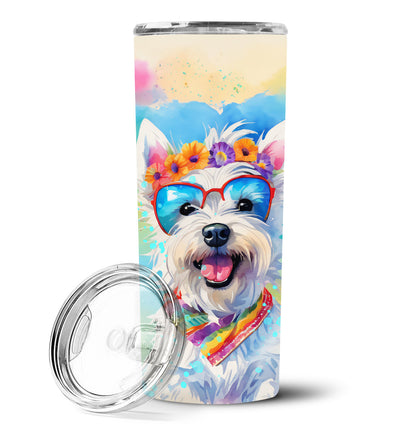 Westie Hippie Dawg Stainless Steel Skinny Tumbler Vacuum Double Walled Reusable Insulated Tumbler Travel Cup for Coffee Cocktails Gift with Lid, 20 oz - Renee Lane Company