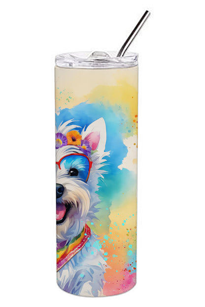 Westie Hippie Dawg Stainless Steel Skinny Tumbler Vacuum Double Walled Reusable Insulated Tumbler Travel Cup for Coffee Cocktails Gift with Lid, 20 oz - Renee Lane Company