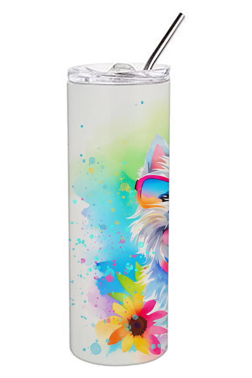Westie Hippie Dawg Stainless Steel Skinny Tumbler Vacuum Double Walled Reusable Insulated Tumbler Travel Cup for Coffee Cocktails Gift with Lid, 20 oz - Renee Lane Company
