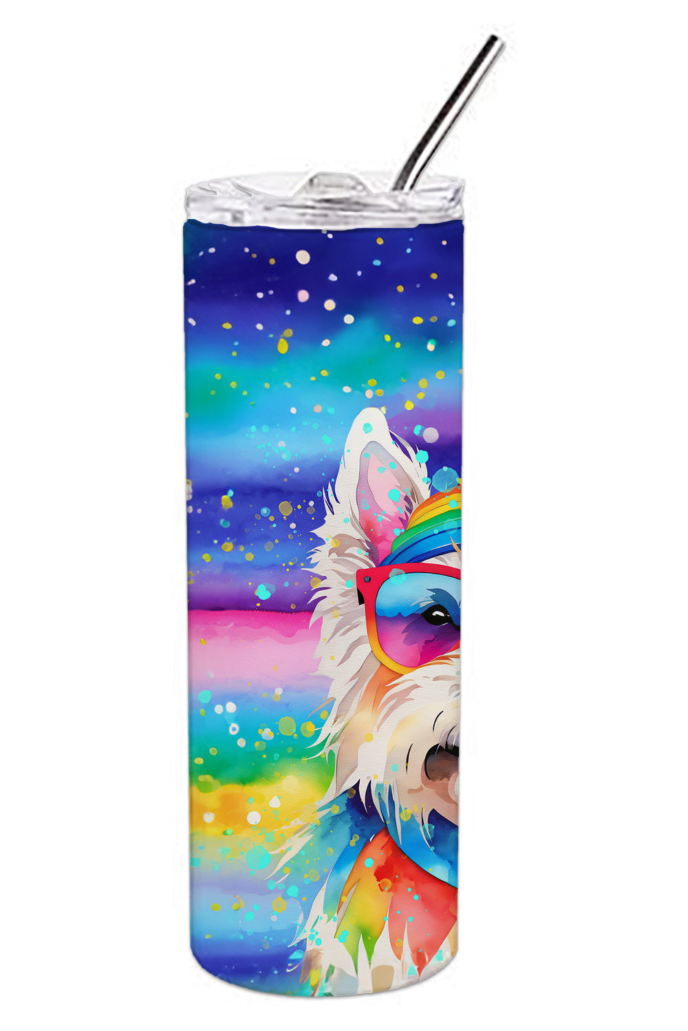 Westie Hippie Dawg Stainless Steel Skinny Tumbler Vacuum Double Walled Reusable Insulated Tumbler Travel Cup for Coffee Cocktails Gift with Lid, 20 oz - Renee Lane Company