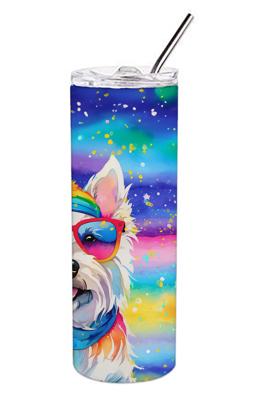 Westie Hippie Dawg Stainless Steel Skinny Tumbler Vacuum Double Walled Reusable Insulated Tumbler Travel Cup for Coffee Cocktails Gift with Lid, 20 oz - Renee Lane Company