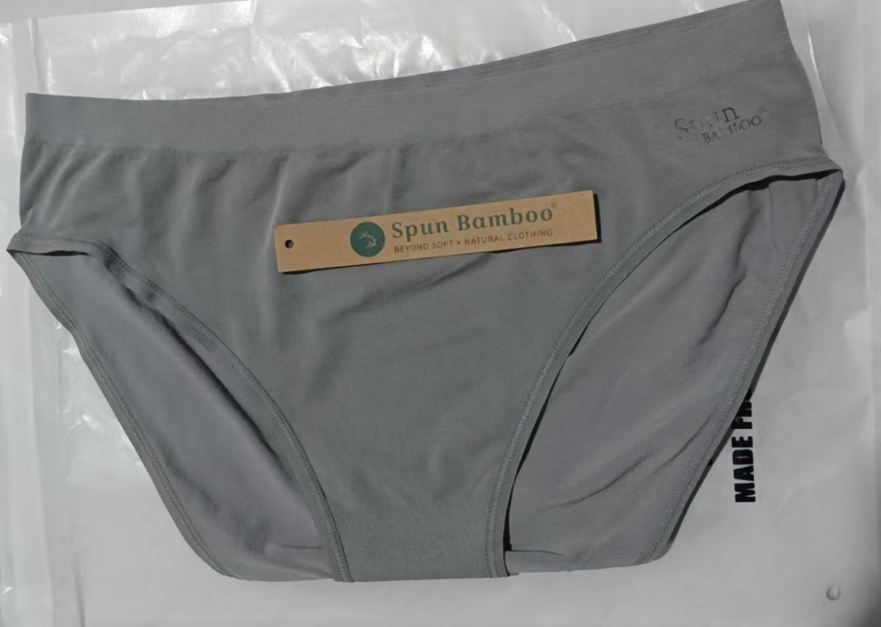 Women's high-leg brief underwear in light grey with Spun Bamboo tag