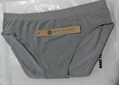 Women's high-leg brief underwear in light grey with Spun Bamboo tag